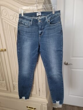 Ag Adriano Goldschmied Cropped High-Rise Skinny Jeans in Medium Blue Wash